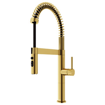 VIGO Edison Pro Pull-Down Kitchen Faucet, Matte Brushed Gold