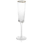 Zodax - Kampari Triangular Champagne Flutes Clear With Gold Rim, Set of 4 - One of the festive and most fun ways to serve champagne is this set of champagne glasses. Made from textured glass in functional shapes, this fluted stemware features a gold rim for an elegant finish.