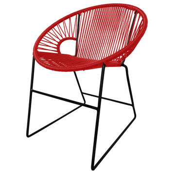 Puerto Indoor/Outdoor Handmade Dining Chair, Red on Black