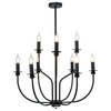 WTY875 Ayada 6" 9-Light
 Indoor Matte Black Finish Chandelier