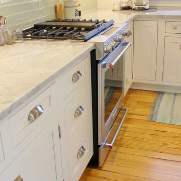 Bright White Inset Kitchen With Shiplap Ceiling Milan, IL