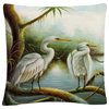 Victor Giton 'Three Herons' Decorative Throw Pillow