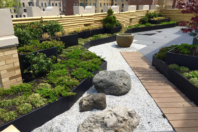Design ideas for a modern rooftop gravel landscaping in New York.