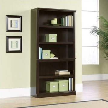 Sauder Select Engineered Wood 5 Shelf Bookcase in Jamocha Wood/Dark Wood
