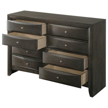 59" X 17" X 41" Gray Oak Rubber Wood Dresser