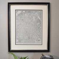 Vintage Los Angeles Map, Framed Original LA Map-Authentic 1940s