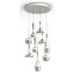 Modern Forms - Modern Forms Acid LED 9-Light Round Chandelier in Polished Nickel - Enrich your living space with the surrealist Acid Multi-Light Pendant by Modern Forms. Its dramatic silhouette features a series of spun metal droplets of varying shapes and sizes that precipitate from a rectangular canopy. Powerful LED downlights are contained with the droplets providing a fashionable, yet functional ambience over an entryway or open living space.