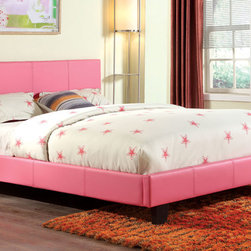 EVANS CONTEMPORARY PINK LEATHERETTE QUEEN PLATFORM BED - Kids Beds