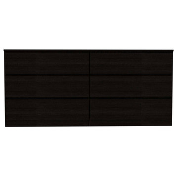 FM FURNITURE Seul Modern Minimal Six Drawer Double Dresser with Superior Top