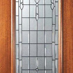 Slab Front Single Door 80 Mahogany Palacio Full Lite Glass - Front Doors