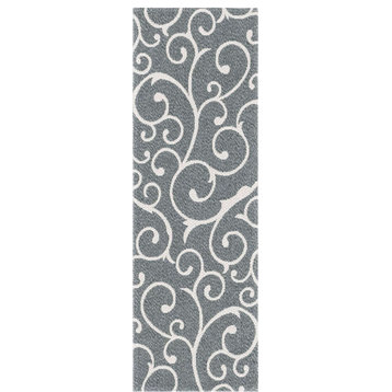 Unique Loom Ivory/Gray Scroll Decatur Area Rug, Dark Gray/Ivory, 2'2x6'0, Runner