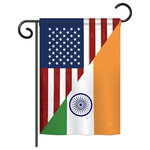 Breeze Decor - US India Friendship Flags of the World, Everyday Garden Flag 13"x18.5" - US Friendship Garden Flag