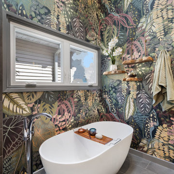 Nature-Inspired Eclectic Bathroom in West Orange, NJ.