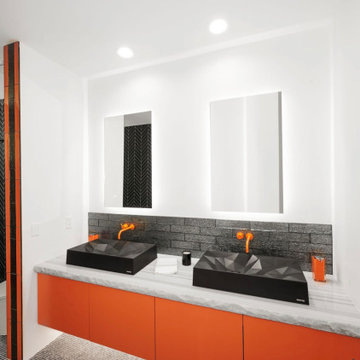 Hermes orange guest bath