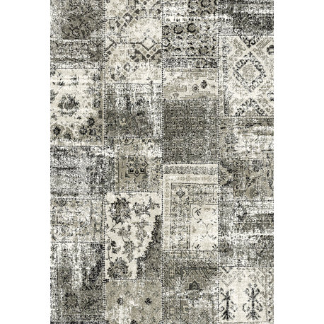 Infinity Patchwork Black And Silver Rug, 3'11"X5'7"