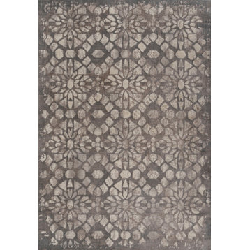 Roma Ornate Geometric Tile Rug, Gray, 3'x5'