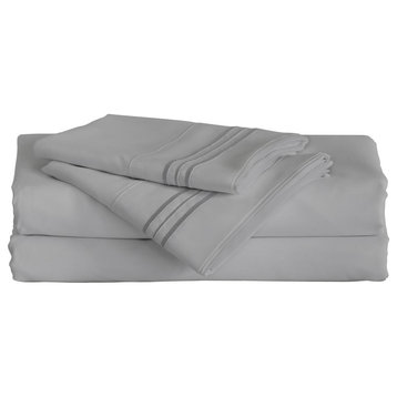 Furinno Angeland Vienne 4-Piece Microfiber Bed Sheet Set, Full, Gray