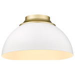 Golden Lighting - Golden Lighting Zoey 3-Light Flush Mount, Olympic Gold/ White, 6956-FMOG-WHT - The Zoey Collection is proof that simple can be beautiful. This elegantly utilitarian series has the chic versatility to enhance the style of a variety of spaces. The smooth lines of this minimalist design pair well with transitional to modern d cors. The cleanness of the contemporary look gives the fixtures a slightly industrial feel. Zoey is offered in a number of sizes with a combination of matte sheen shade and finish options available. The color of the shade s interior consistently matches the shade s exterior finish. The silhouette of the metal shade is a modern update to the classic dome shape. This Flush Mount is perfect for bathrooms, hallways, and kitchens.