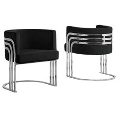 LumiSource Rafael Lounge Chair Black Metal Silver Velvet