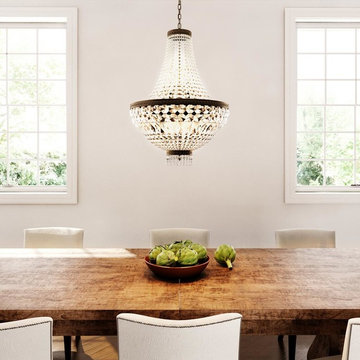 French Empire Full Lead Crystal Chrome Finish Flush Mount