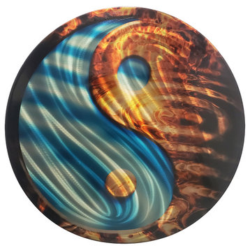 Fire and Water Round Wall Art, 16"