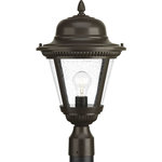 Progress Lighting - Westport Collection 1-Light Post Lantern, Antique Bronze - Add a touch of rustic appeal and classic styling with beaded detailing in the Westport collection. Clear seeded glass compliments the durable powder coat finish in die-cast aluminum frames. One-light post lantern. Uses One 100 W Medium Base bulb (not included).