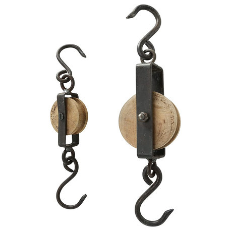 2 Piece Retro Rustic Hay Pulley Hook