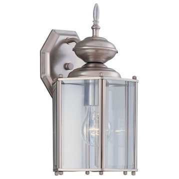 Pewter 1 Light 7" Wall Lantern With Clear Beveled Glass