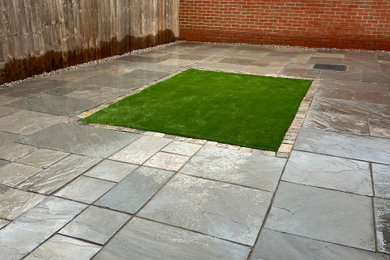 Contemporary Sandstone with Artificial Turf Installation