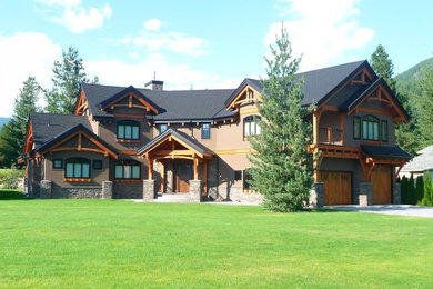 Rustic exterior home idea in Calgary