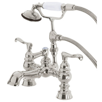 Kingston Brass 7" Deck Mount Tub Faucet With Hand Shower, Brushed Nickel