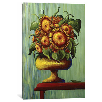 Sunflowers In Green by Debbie Criswell Canvas Print, 26"x18"x1.5"