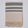 Monochromatic Cotton Throws & Blankets, Medium, Herringbone Stripes