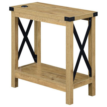 Durango Chairside Table with Charging Station in Light English Oak Wood Finish