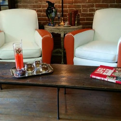 Mid Century Modern Coffee Table with Reclaimed Wood Top - Coffee Tables