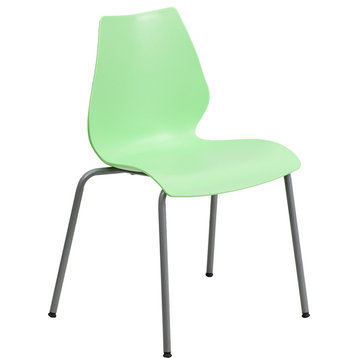 Hercules Series 770 Lb. Capacity Stack Chair, Lumbar Support, Silver, Green