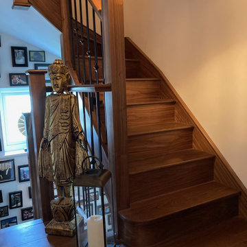 Walnut Staircase Renovation | Buckingham Metal SPindles | Ely, Cambridgeshire