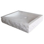 TashMart - Chiseled Rectangular Natural Stone Vessel Sink, White Marble - The Chiseled Rectangular Vessel Sink in light travertine is made from one solid piece of natural stone.  This sink has a chiseled outside edge that adds to the natural beauty of the sink.  This sink is the perfect option for your home or restaurant project.  This sink is available in light travertine, noce, sea grass and beige marble.