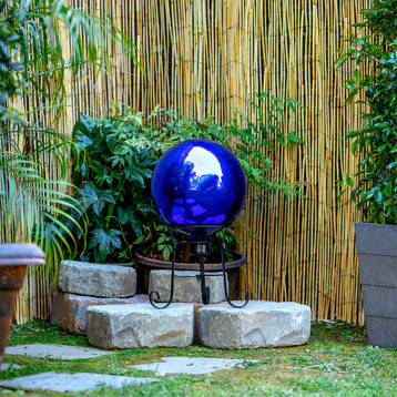 10" Diameter Indoor/Outdoor Glass Gazing Globe Festive Yard Décor, Blue