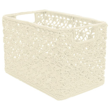Heritage Lace Mode Crochet 12x7x8 Wire Basket in Cream