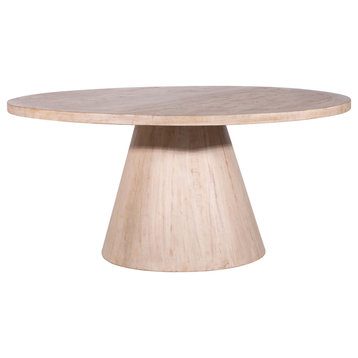 Ross Round Reclaimed Pine Cone Shaped Pedestal Base Dining Table, 65" Diameter