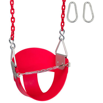 High-Back Half-Bucket Swing Seat With Coated Chain, 8.5', Red