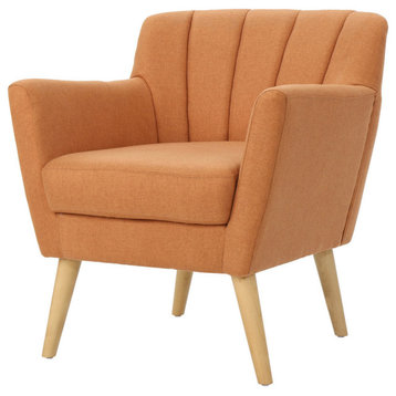GDF Studio Madelyn Mid Century Modern Fabric Club Chair, Orange