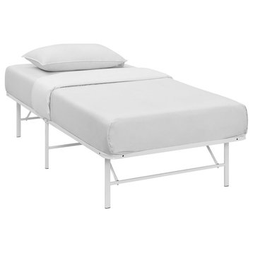 Horizon Twin Stainless Steel Bed Frame, White