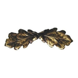 Inviting Home Inc. - Oak Leaf Pull, Antique-Style Brass - Cabinet And Drawer Handle Pulls