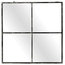 Window Pane Wall Mirror with Distressed Black Metal Frame, 80x80 cm