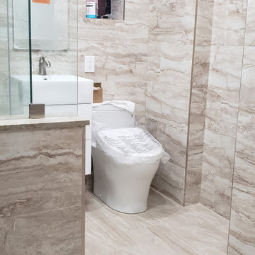 Bathroom reno as a part of the entire apartment renovation.Before/after picture