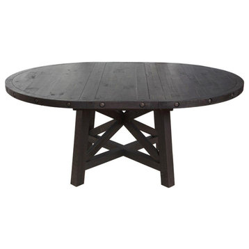 Yanez Industrial Round Table in Charcoal - Solid Wood