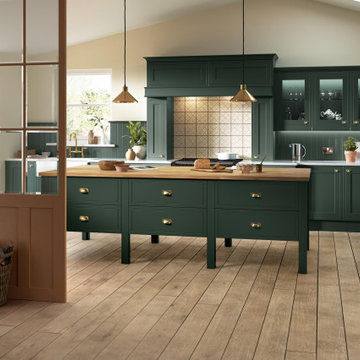 Mock In-Frame Shaker-Style Kitchen Painted Heritage Green