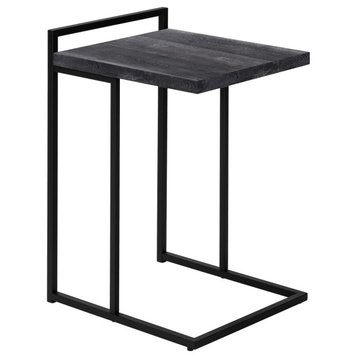 Side Table, C Table 25"H, Black Reclaimed Wood-Look, Black Metal